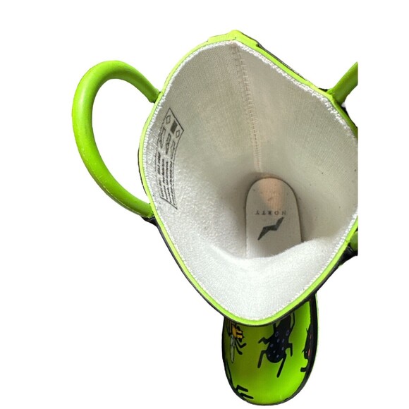 Kids Norty Waterproof Rubber Rain Boots Size 9 Green w/ Insects Bug Easy Pull On - Picture 6 of 6
